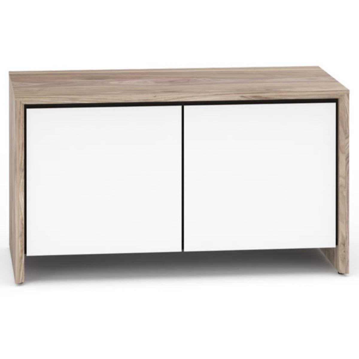 Salamander Designs Barcelona 221 Twin-Width AV Cabinet in Natural Walnut & Black Glass