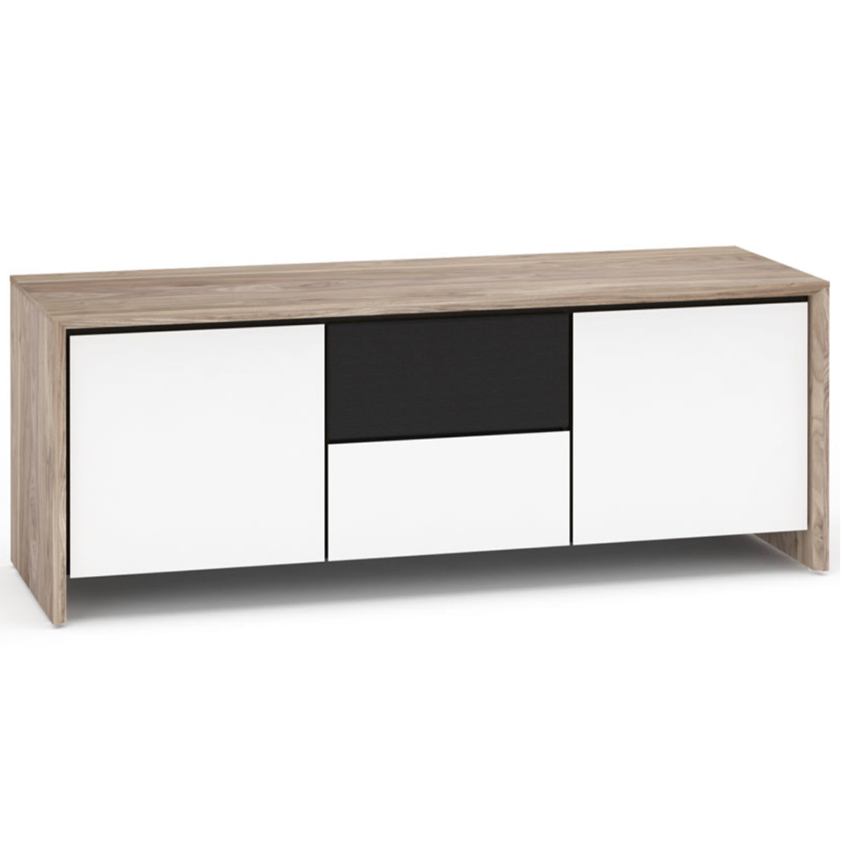 Salamander Designs Barcelona 236 Triple-Width AV Cabinet w/ Center Speaker Opening in Natural Walnut & Black Glass