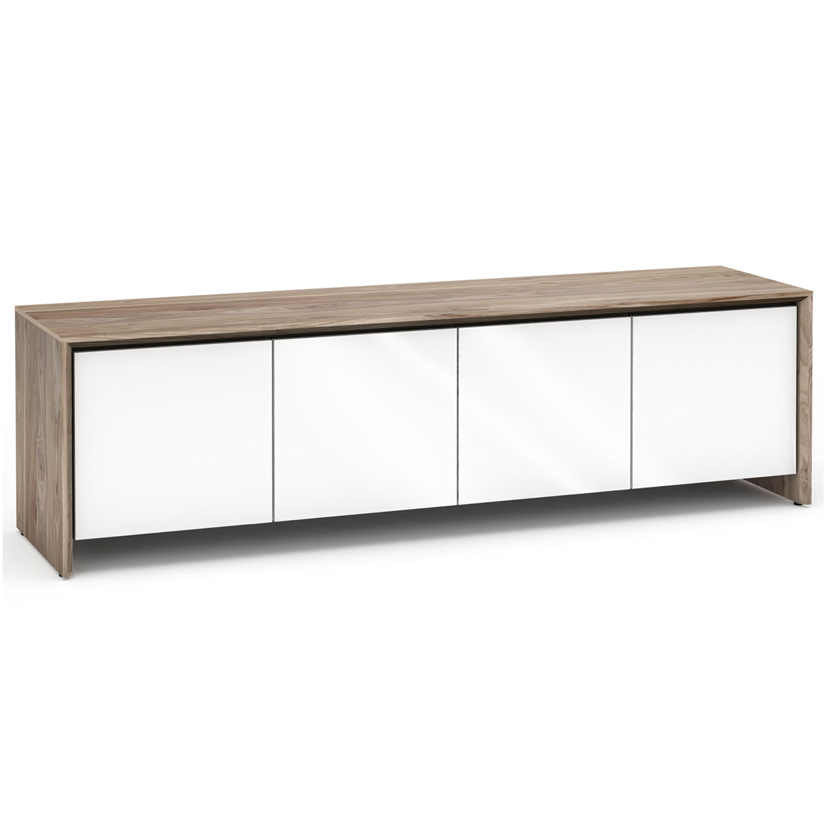 Salamander Designs Barcelona 247 Quad-Width AV Cabinet in Natural Walnut & Black Glass