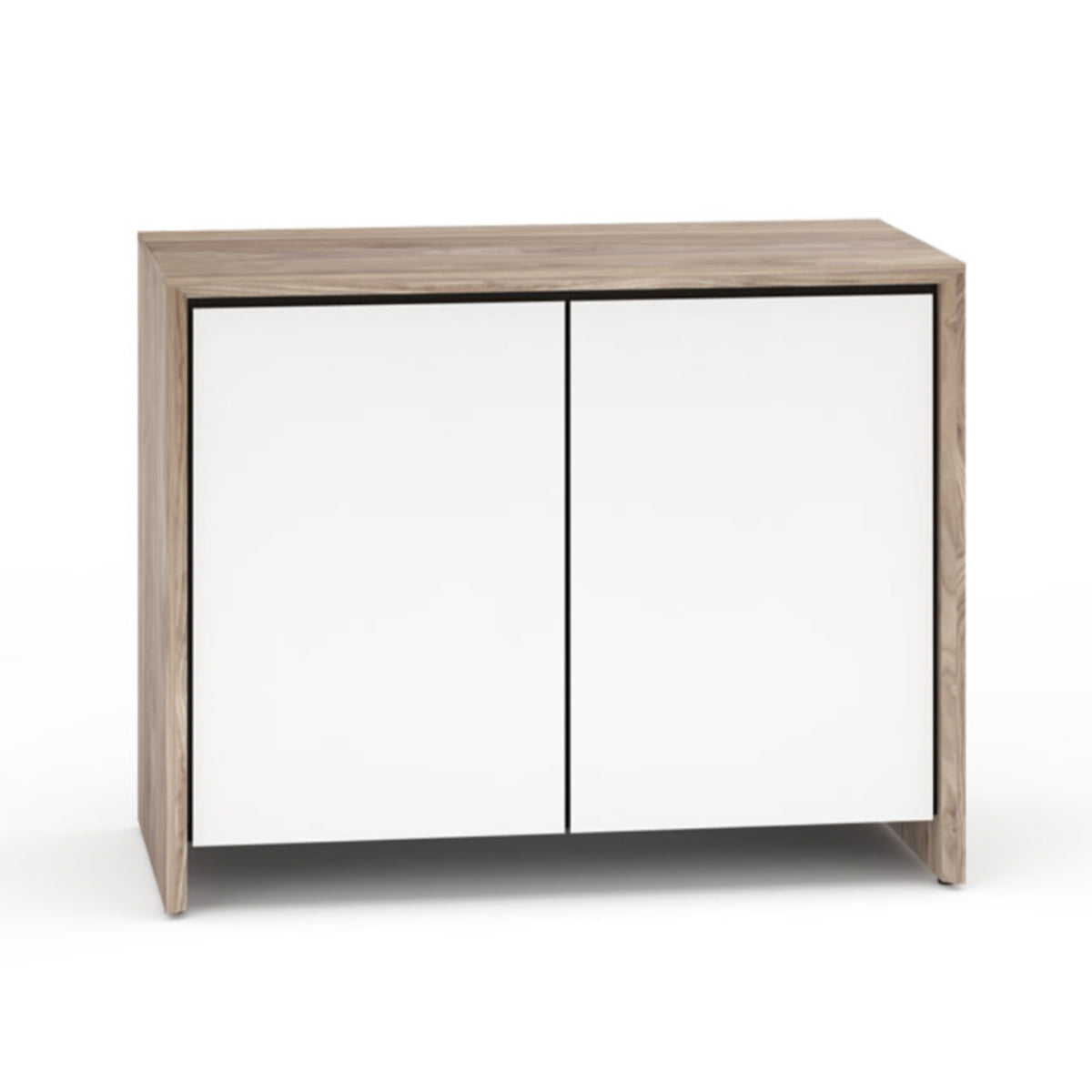 Salamander Designs Barcelona 323 Twin-Width AV Cabinet in Natural Walnut & Black Glass