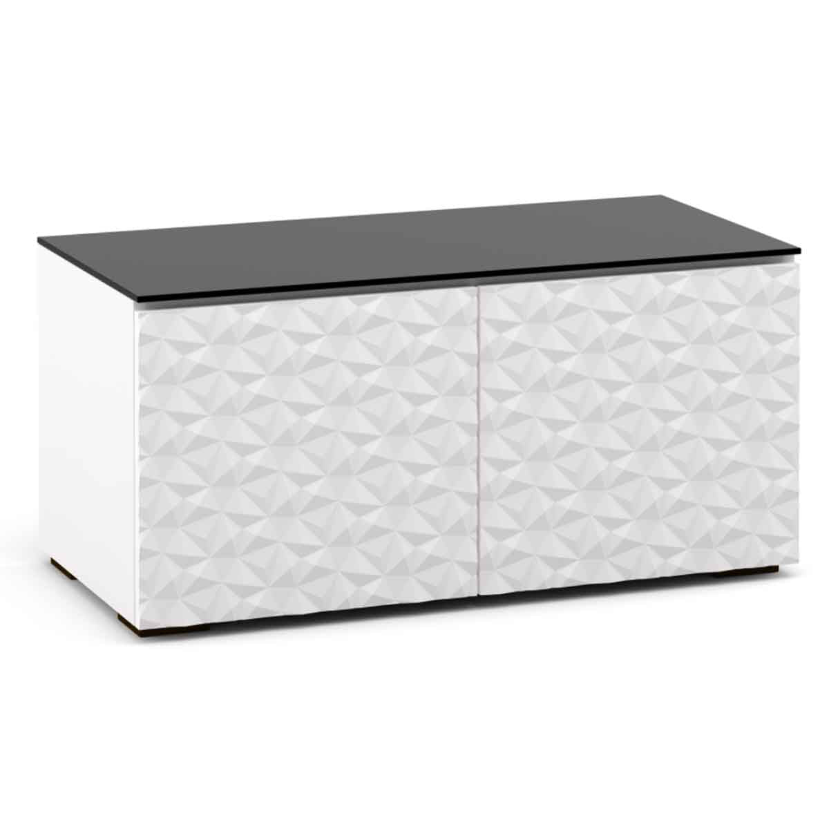 Salamander Designs Milan 221 Twin-Width AV Cabinet in White and Black Glass