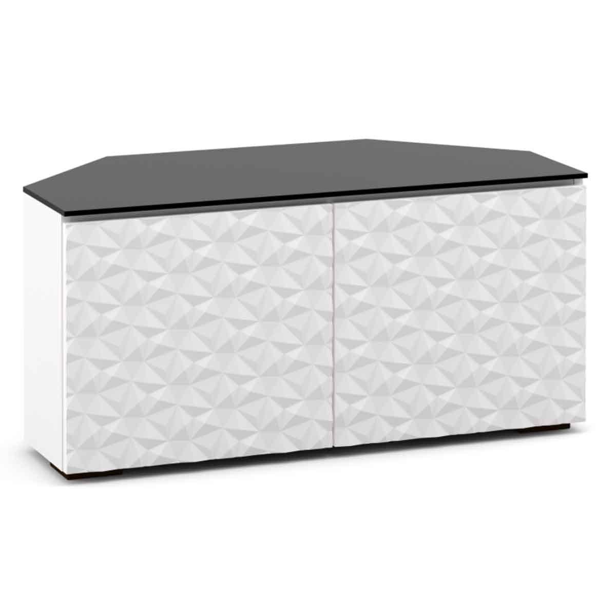 Salamander Designs Milan 221 Twin-Width AV Cabinet Corner in White and Black Glass