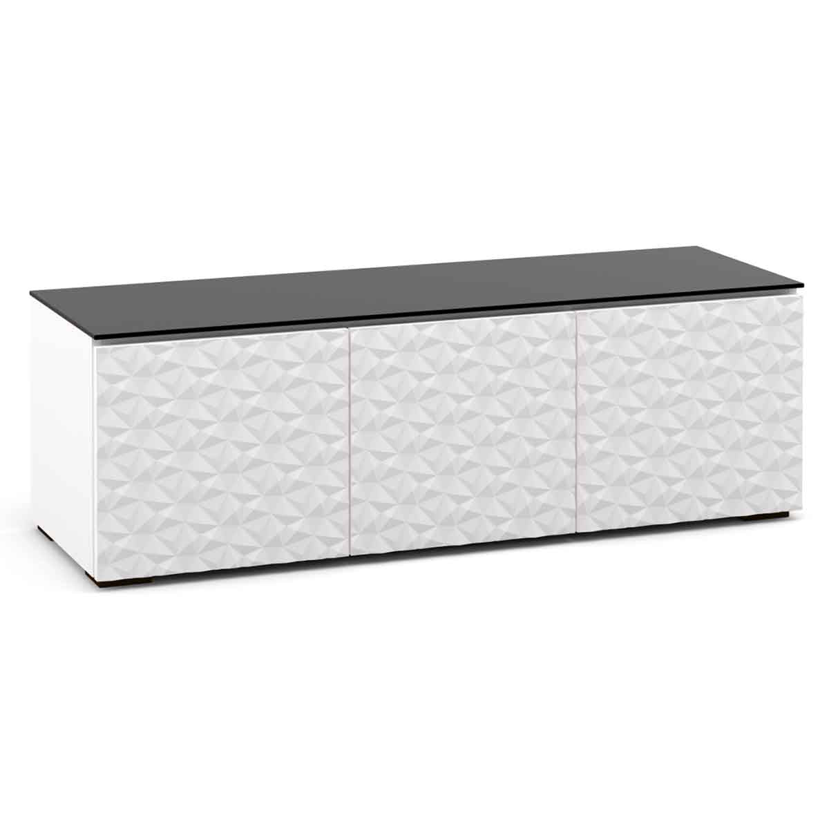 Salamander Designs Milan 237 Triple-Width AV Cabinet in White and Black Glass