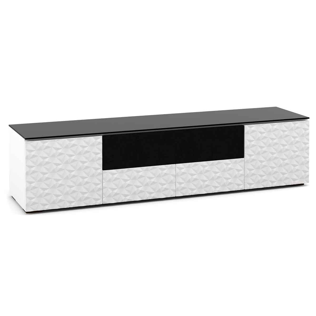 Salamander Designs Milan 245 Quad-Width AV Cabinet with Center Speaker Opening in White and Black Glass