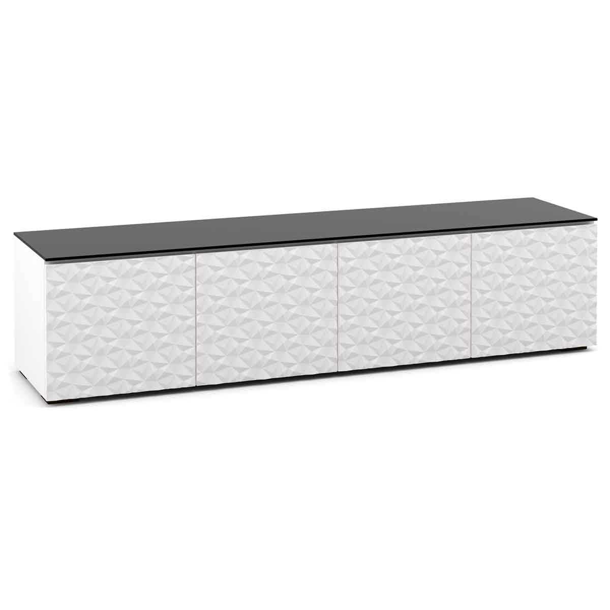 Salamander Designs Milan 247 Quad-Width AV Cabinet in White and Black Glass