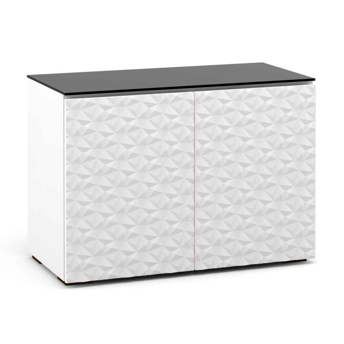 Salamander Designs Milan 323 Twin-Width AV Cabinet in White and Black Glass