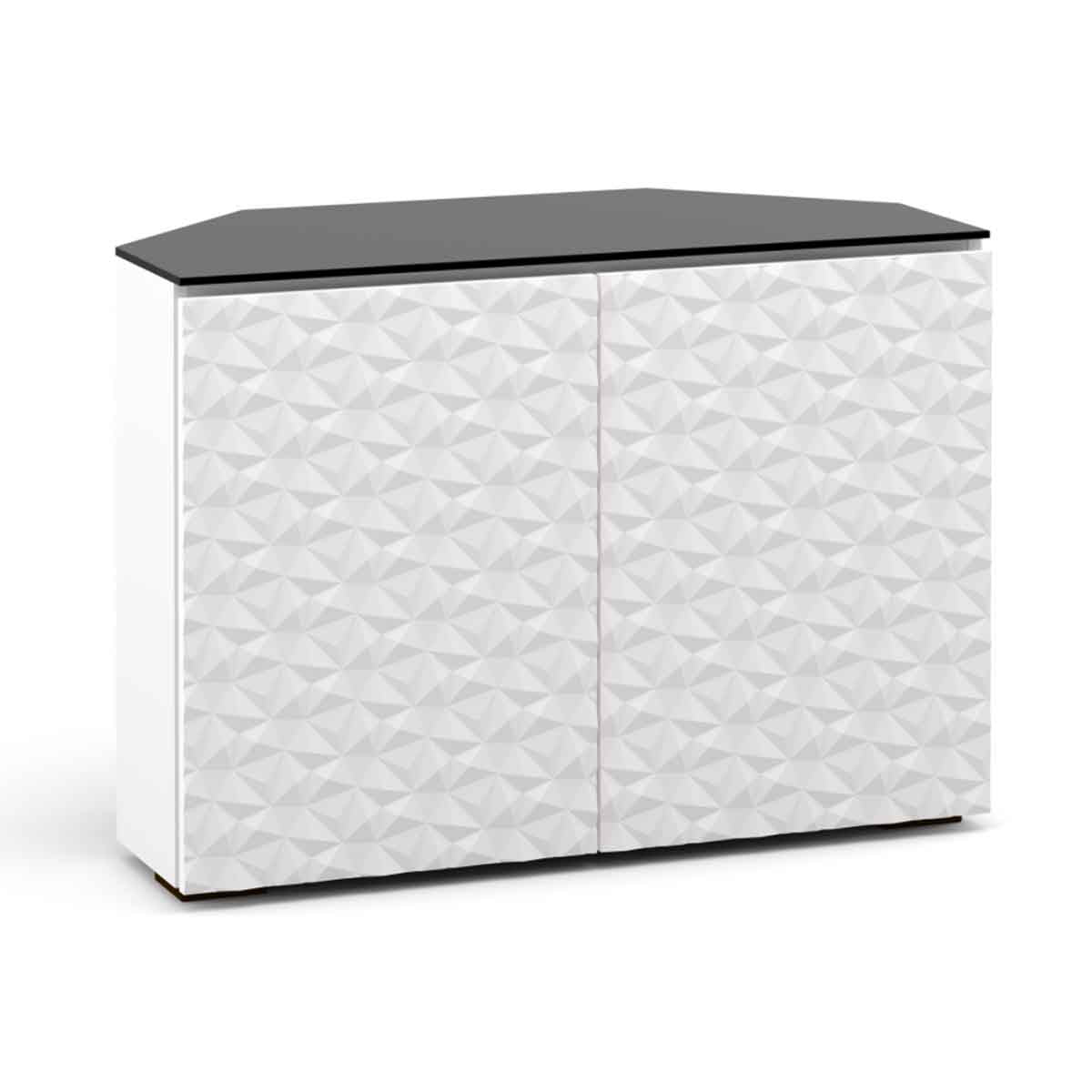 Salamander Designs Milan 323 Twin-Width AV Cabinet Corner in White and Black Glass
