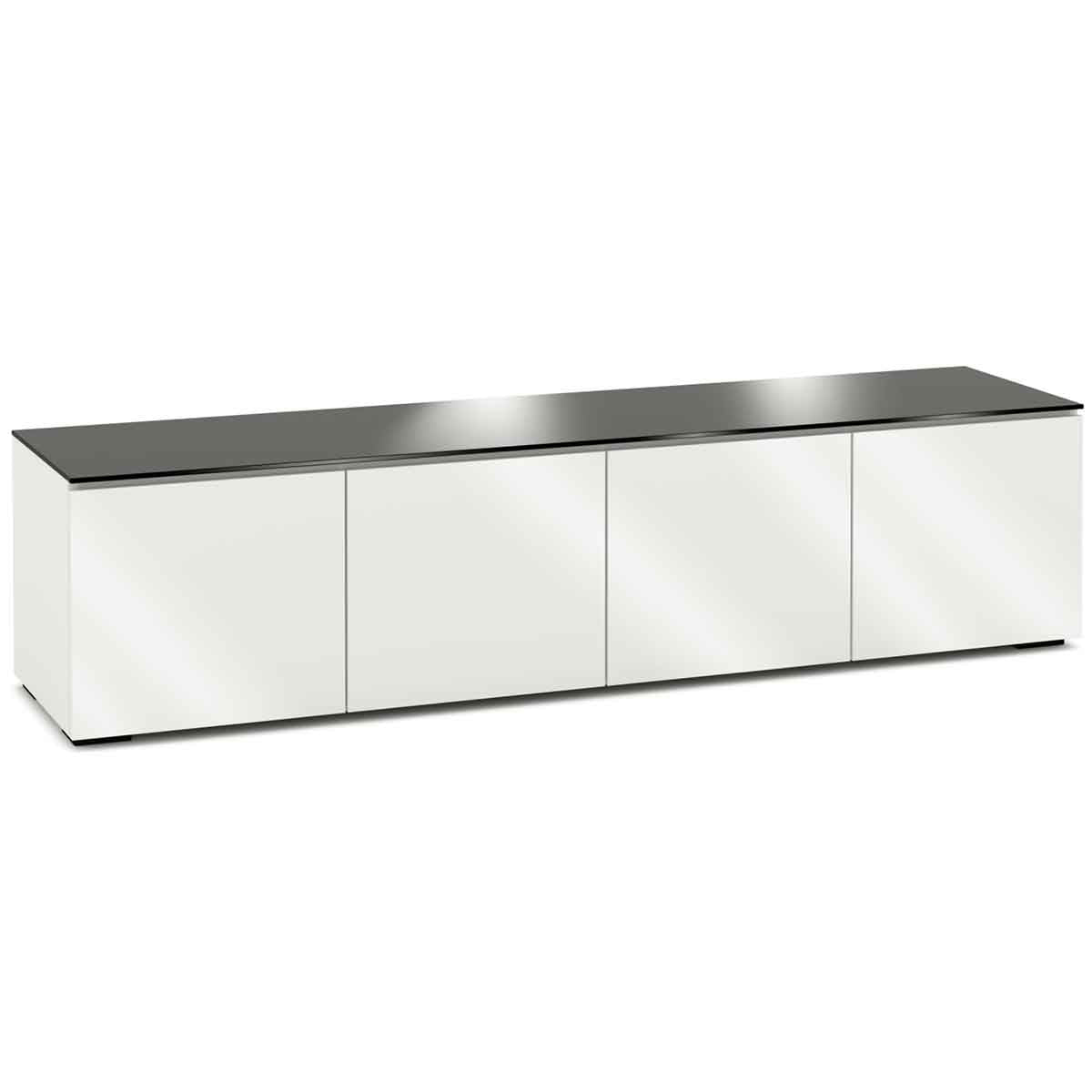 Salamander Designs Miami 247 Quad-Width AV Cabinet in Gloss White and Black Glass