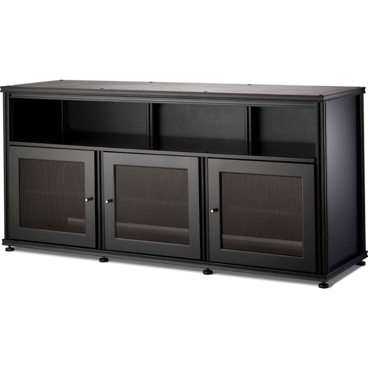 Salamander Designs Synergy Solution 339 Triple-Width AV Cabinet in Black with Aluminum Posts