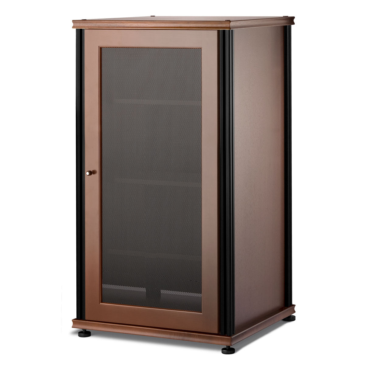 Salamander Designs Synergy Model 402 A/V Cabinet in Walnut with Matte Black Posts