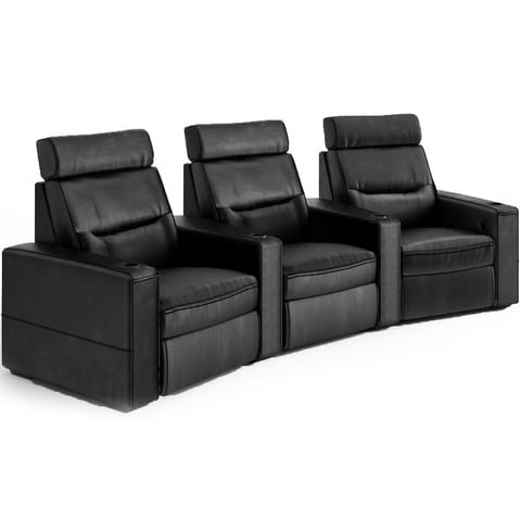 Salamander Designs TC3 Curved 3 Seat Combination Theater Chair in Black